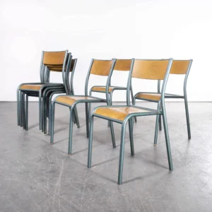 1960's French Mullca Stacking - Dining Chairs - Aqua model 510 - Set Of Eight