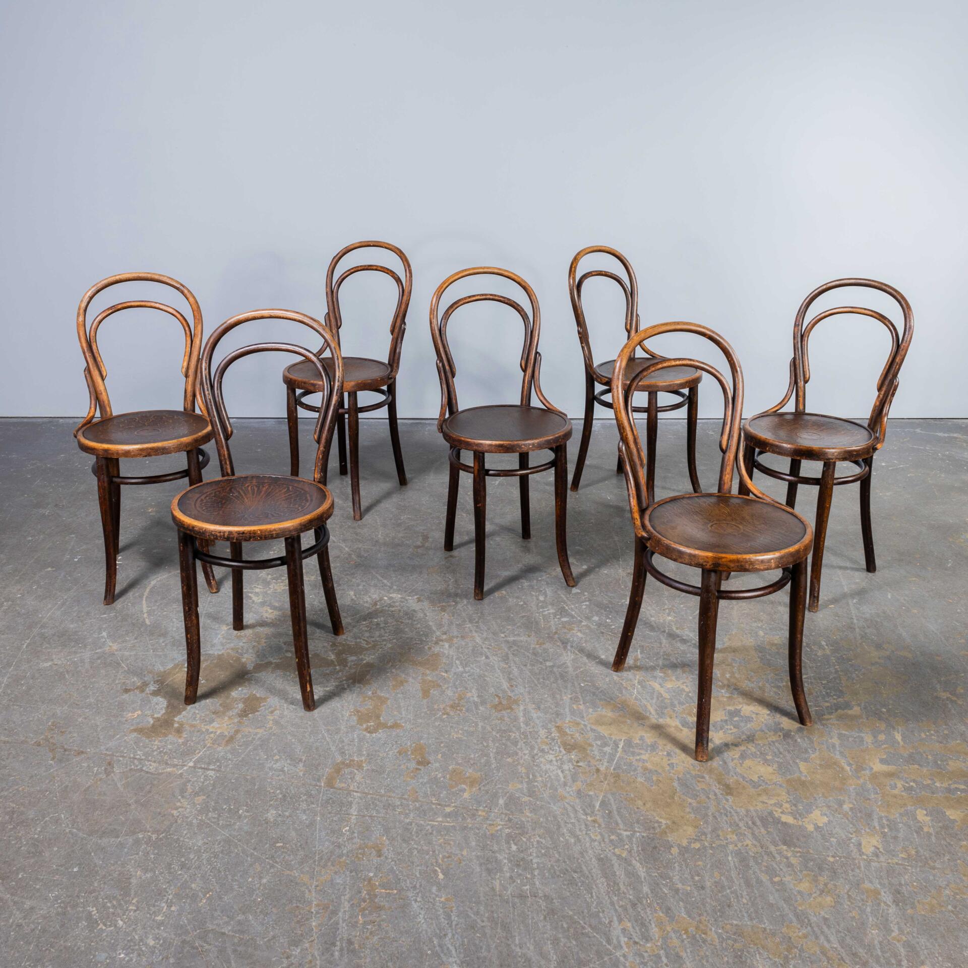 1940 s Thonet Original Single Hoop Back Bentwood Chairs Set Of Seven