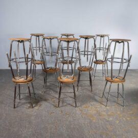 1950’s Steel Original French Industrial Four Legged Stools – Good Quantity Available