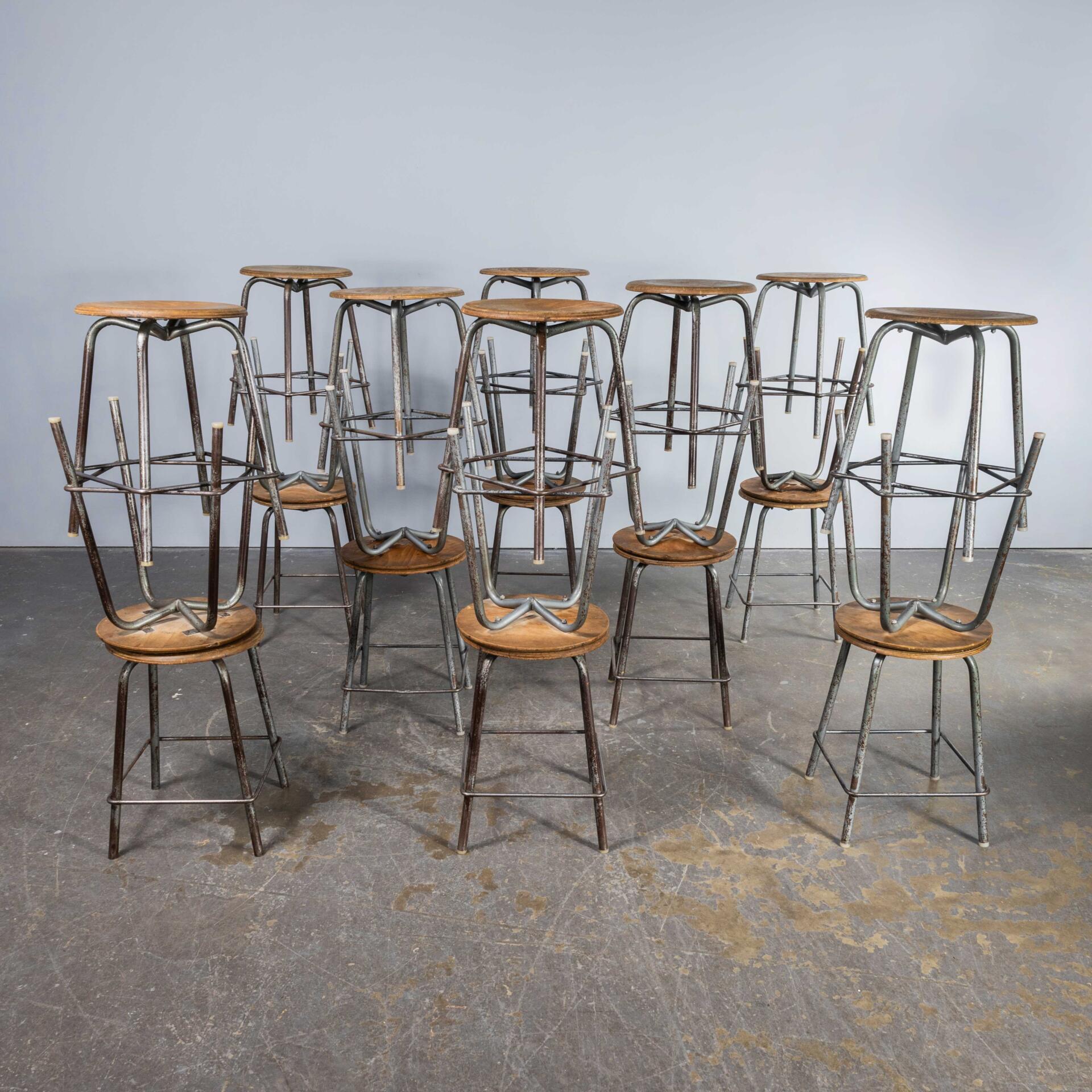 1950’s Steel Original French Industrial Four Legged Stools