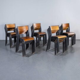 1960’S French Graphite Grey Mullca Stacking Dining Chairs – Good Quantity Available Available