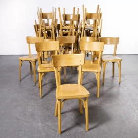 1950's Franse Baumann blond beukenhouten eetkamerstoelen - verschillende aantallen beschikbaar