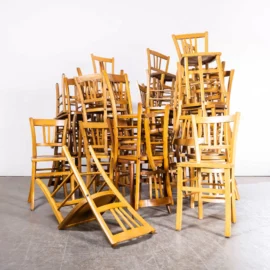 1950’s Standard Blonde Farmhouse French Mixed Dining Chairs – Various Quantities Available