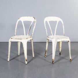 Paire de chaises de salle à manger en métal, multiplie, d'origine française, des années 1950