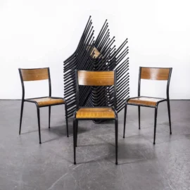 1950’s French Mullca Black Tapered Leg School Dining Chairs – Large Quantities Available