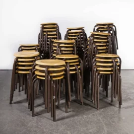 1960’s Simple French Stacking School Stools – Brown – Last Few Available