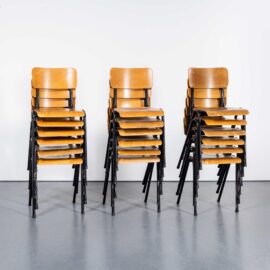 1960’s Original Black French Stacking University Dining Chairs Wide Back – Various Quantities Available