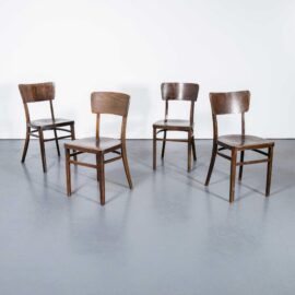 1960's Bentwood Debrecen eenvoudige eetkamerstoelen - set van vier