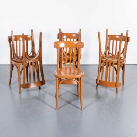 1950’s Bentwood Nougat Painted Beech Bentwood Dining Chairs – Set Of Seven