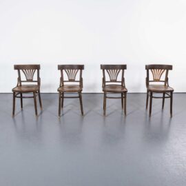 Originele 1950's Bentwood eetkamerstoelen met waaierrug - set van vier