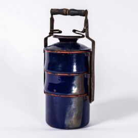 1940’s Original Enamel Tiffin Carrier – Deep Blue