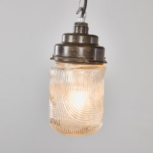 1950's New Old Stock Striped Mottled Cylinder Pendant Lamps - Single Lamp