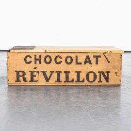 1920’s Original Revillon Chocolate Shipping Box – Single Leather Strap Box