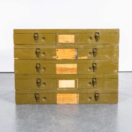 1950's originele militaire opbergdozen - set van vijf kaki