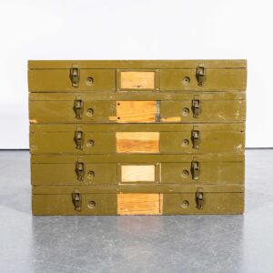 1950's Original Military Storage Boxes - Set Of Five Khaki