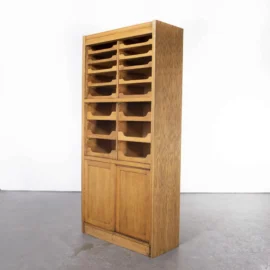 1950’s Tall English Haberdashery Shelved Cabinet – Sixteen Drawers (Model 1244.2)