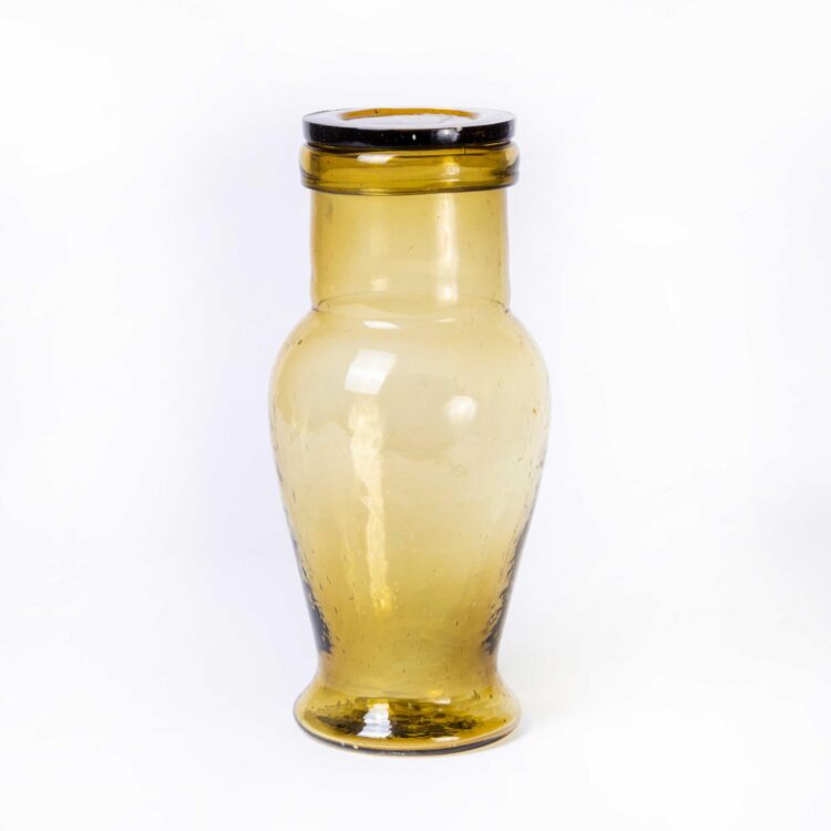 Contemporary Moroccan Mouth Blown Glass Jar – Amber