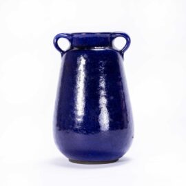 Vintage Studio Ceramics Organic Two Handle Vase – Deep Blue Glaze