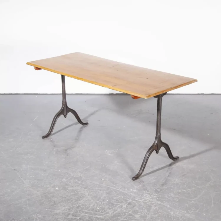 Table de bistrot Kronenbourg avec base en métal moulé des années 1930 – Modèle 2