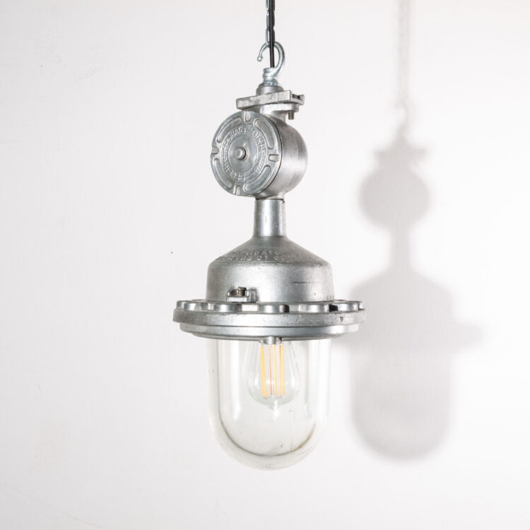 1960’s Industrial Explosion Proof Ceiling Pendant Lamps/Lights – With Glass Domes – Model 2