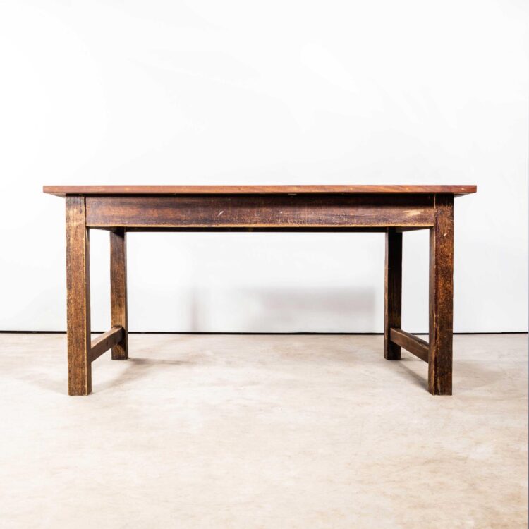 1950’s English Oak And Iroko School Laboratory Table – Rectangular