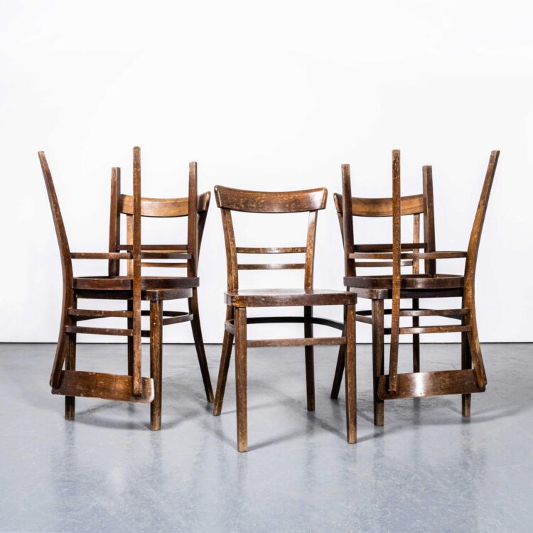 1950’s Bentwood Debrecen Double Bar Back Dining Chairs – Set Of Five