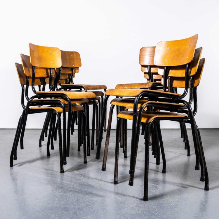 1960’s Belgian University Stacking Dining Chairs – Set Of Fourteen