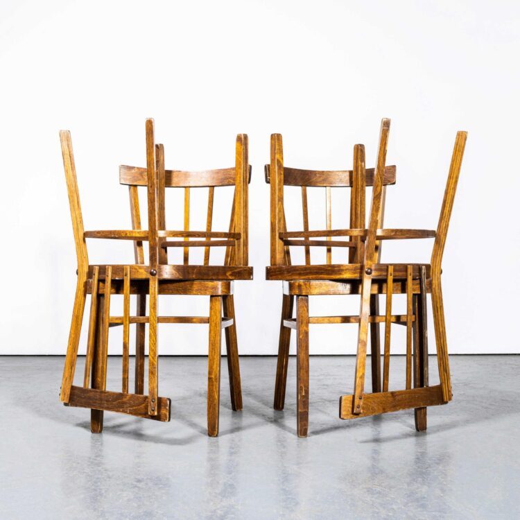 1950's Bentwood Debrecen Eenvoudige Stickback Eetkamerstoelen - Set van vier