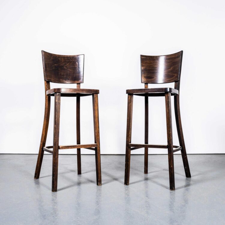 1970’s Original Tall Backed Bentwood Bar Chairs – Pair