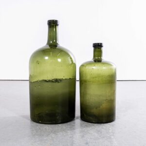 Vintage Französische Dunkelgrüne Glas-Demijohns - Paar