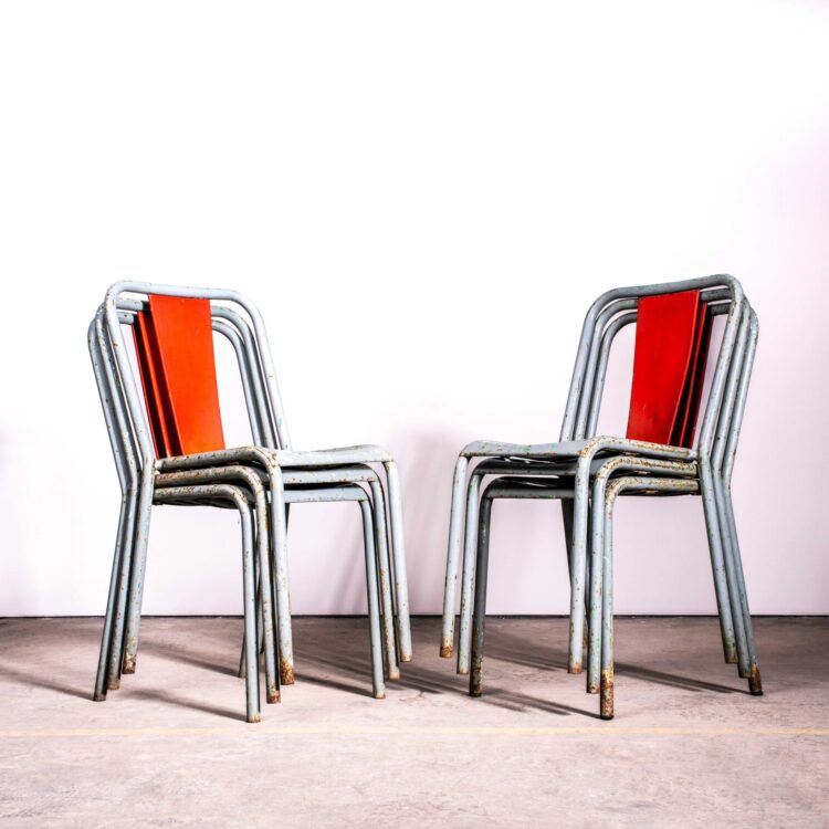 1950’s Original French Tolix T37 Outdoor Dining Chairs – Set Of Six