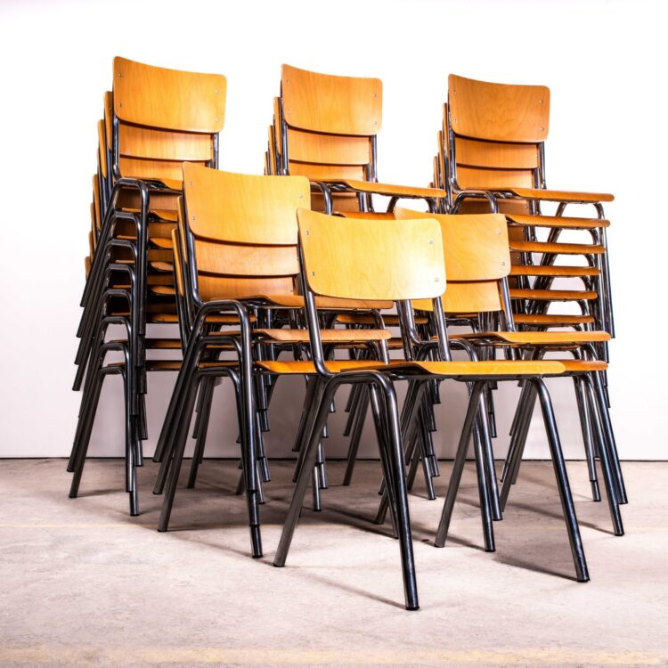 20th Century Dutch University Stacking Dining Chairs – Large Quantity Available