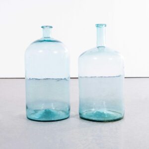 Vintage Französische blaue Glasballons - Paar