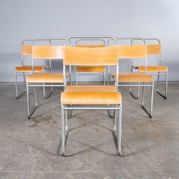 1950’s Pel Tubular Grey Metal Dining Chairs