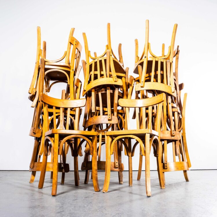 1950’s Standard Flat Seat Bistro Blonde French Dining Chairs