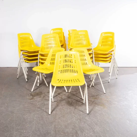 1970’s Classic Yellow Stacking Italian Bar Dining Chairs