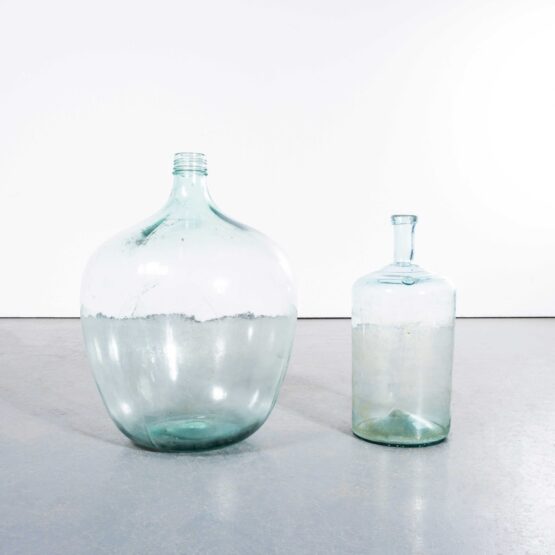 Vintage French Clear Glass Demijohns – Pair
