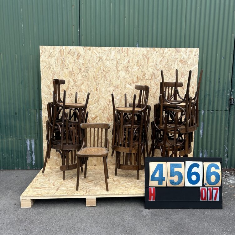 1950’s Dark Walnut Frame Patterned Seat Bistro Dining Chair