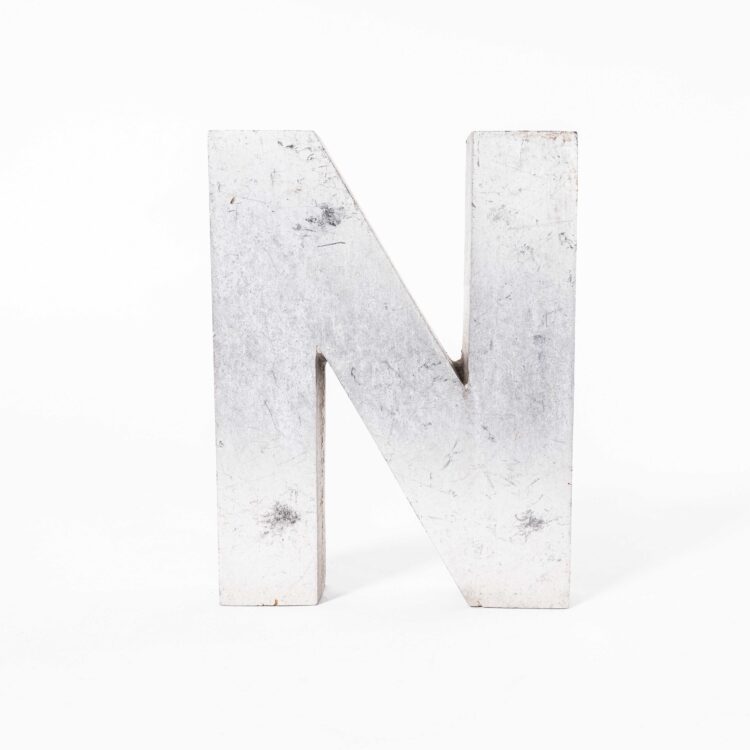 1950’s Small Cast Aluminium Sign Letter – N