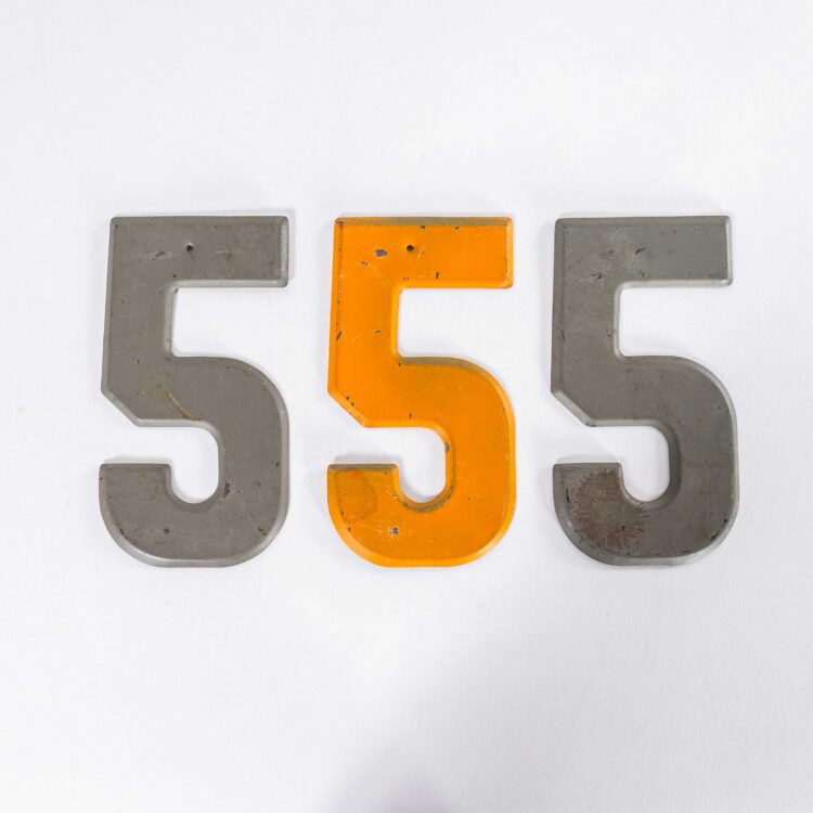1950’s Small American Vintage Gas Station Enamel Marquee Number – 5
