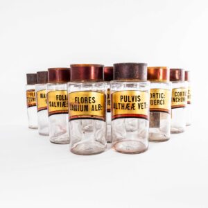 19th Century Vintage Pharmacy Jars French (Large Lid)