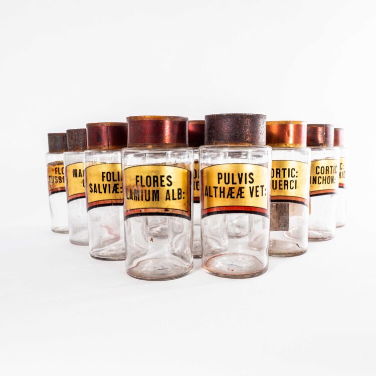 19th Century Vintage Pharmacy Jars French (Large Lid)