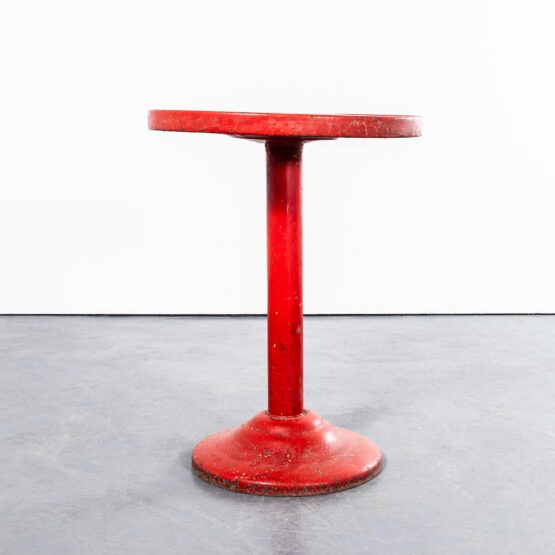 1950’s Tomato Red Round Tolix Side Or Dining Table