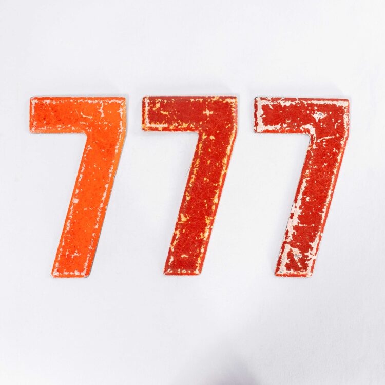 1950’s Small American Vintage Gas Station Enamel Marquee Number – 7