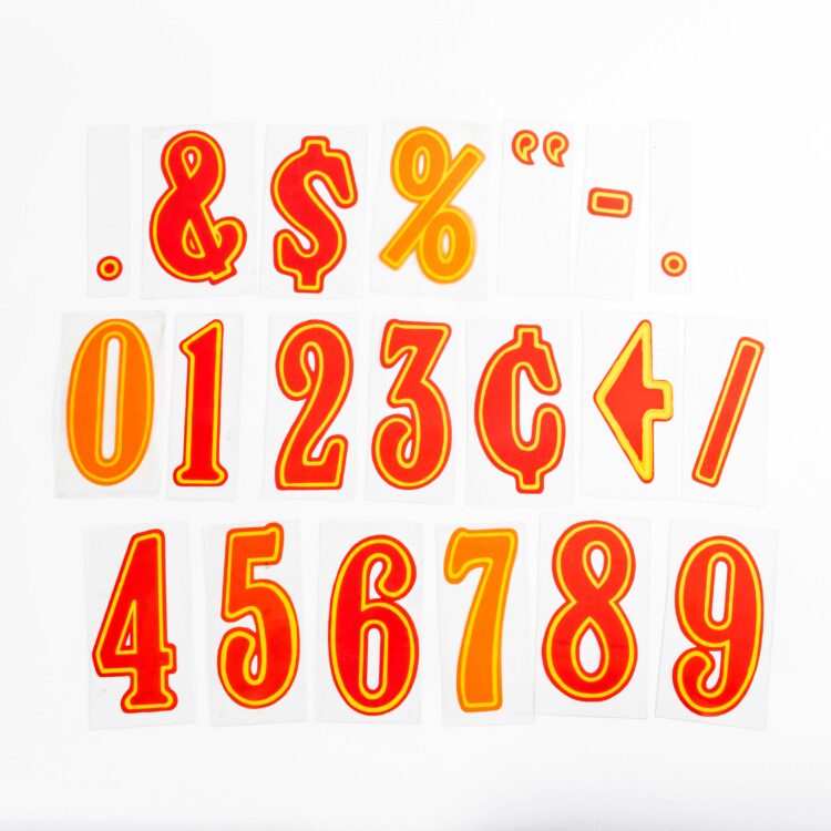 1960’s American Gas Station Numbers – Set 1-9 Plus Special Characters