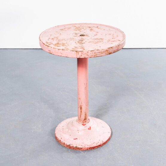 1950’s Faded Red Round Tolix Side Or Dining Table