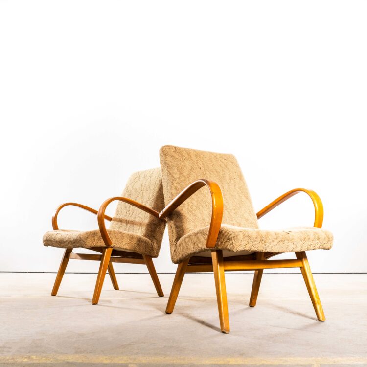 Poltrone originali Jaroslav Šmídek degli anni '50 in jacquard geometrico slub - seduta standard