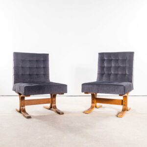 Chaises d'appoint Bratislava rembourrées en coton brossé gris Ludvik Volak des années 1970