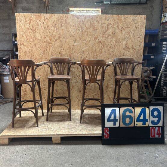 1960’s Fan Back Bar Stools – Set Of Four