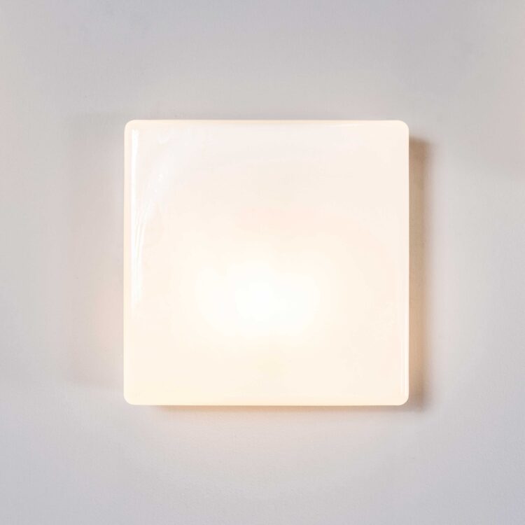 1950’s New Old Stock Czech Opaline Square Dish Wall – Ceiling Lamp